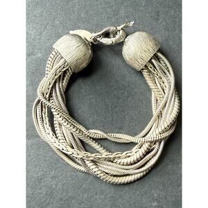 Coldwater Creek Multi-Strand Twisted Bracelet Silver Tone Toggle Chunky Career